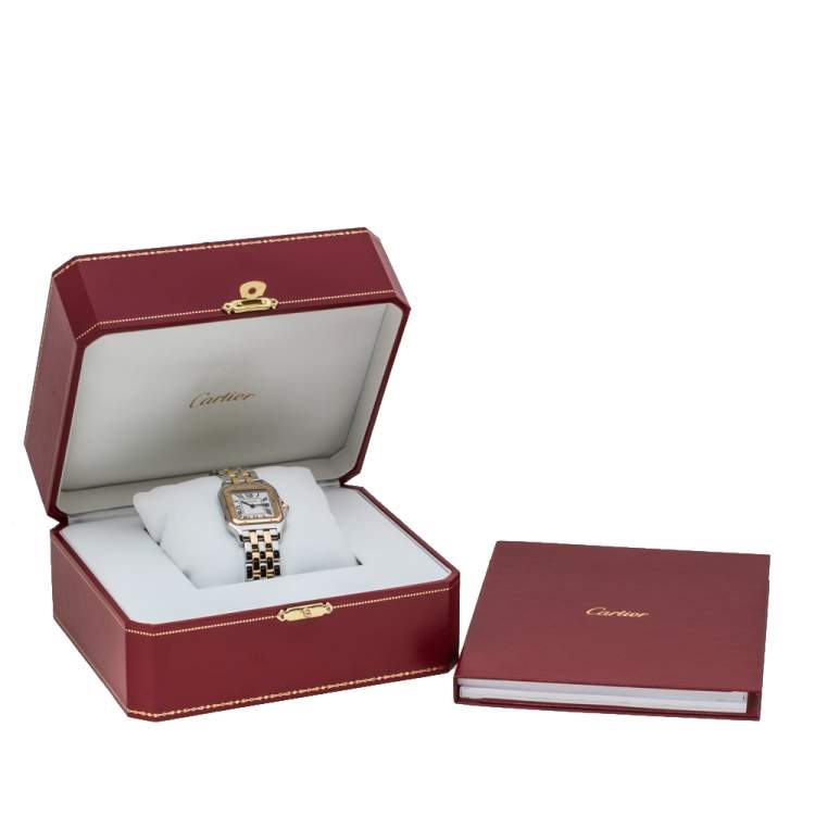 Pre Owned Cartier Silver 18K Yellow Gold Stainless Steel Panthere De Cartier W2PN0007 Women's Wristwatch 27 mm