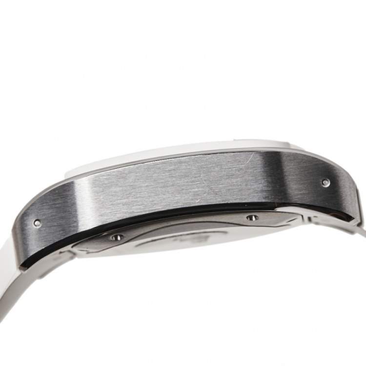 Pre Owned Cartier White Stainless Steel Santos 100 2878 Women's Wristwatch 33 mm