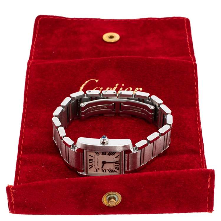 Pre Owned Cartier Metallic White Stainless Steel Tank Francaise Women's Wristwatch 20 mm