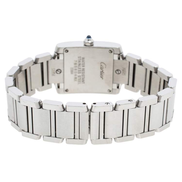 Pre Owned Cartier Metallic White Stainless Steel Tank Francaise Women's Wristwatch 20 mm