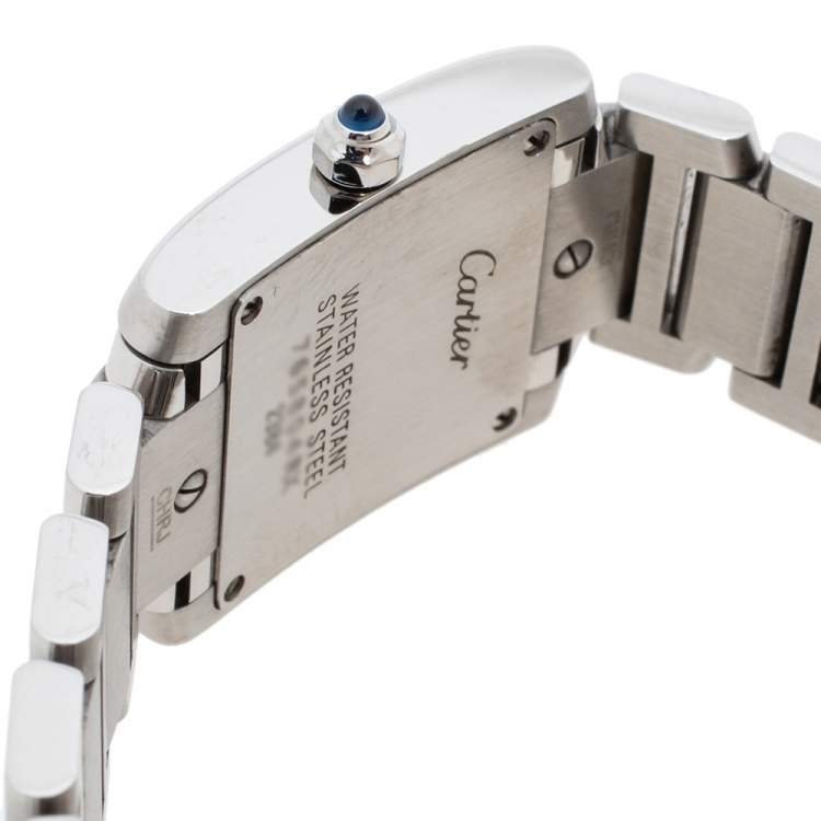 Pre Owned Cartier Metallic White Stainless Steel Tank Francaise Women's Wristwatch 20 mm