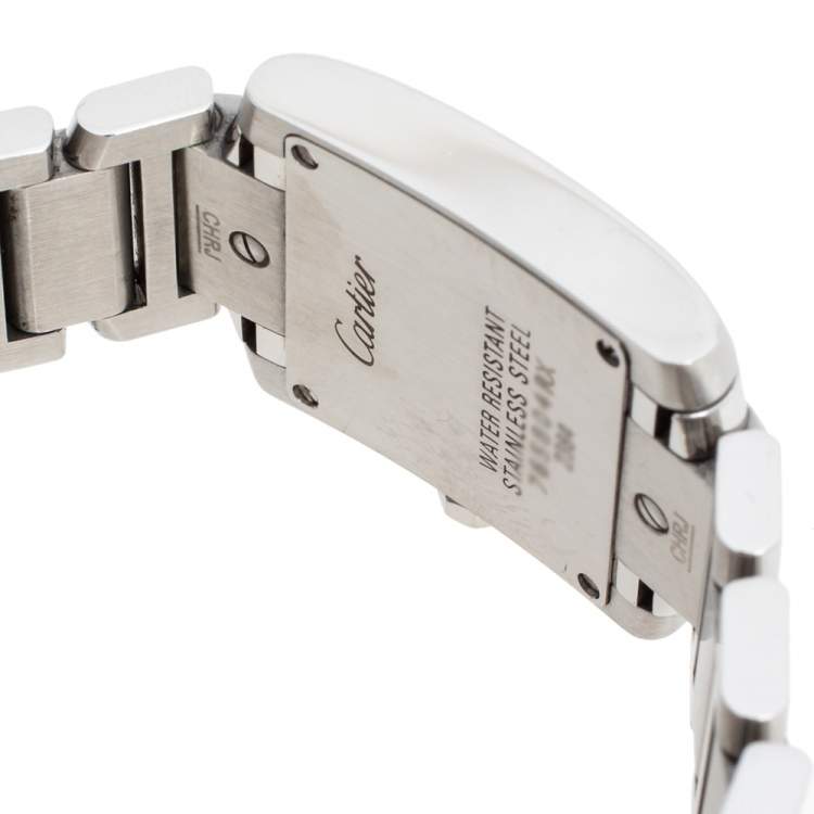 Pre Owned Cartier Metallic White Stainless Steel Tank Francaise Women's Wristwatch 20 mm