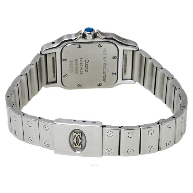 مملوكة مسبقًا Cartier White Stainless Steel Santos Galbee 9057930 Women's Wristwatch 24MM