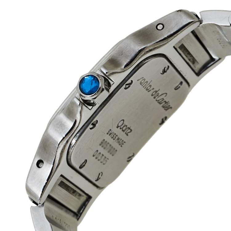مملوكة مسبقًا Cartier White Stainless Steel Santos Galbee 9057930 Women's Wristwatch 24MM