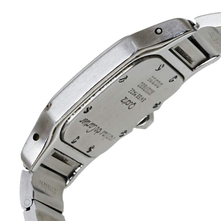 مملوكة مسبقًا Cartier White Stainless Steel Santos Galbee 9057930 Women's Wristwatch 24MM