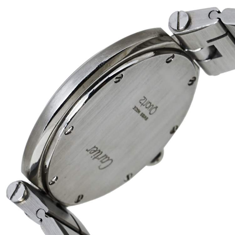 Pre Owned Cartier Grey Stainless Steel Santos Round Women's Wristwatch 32MM