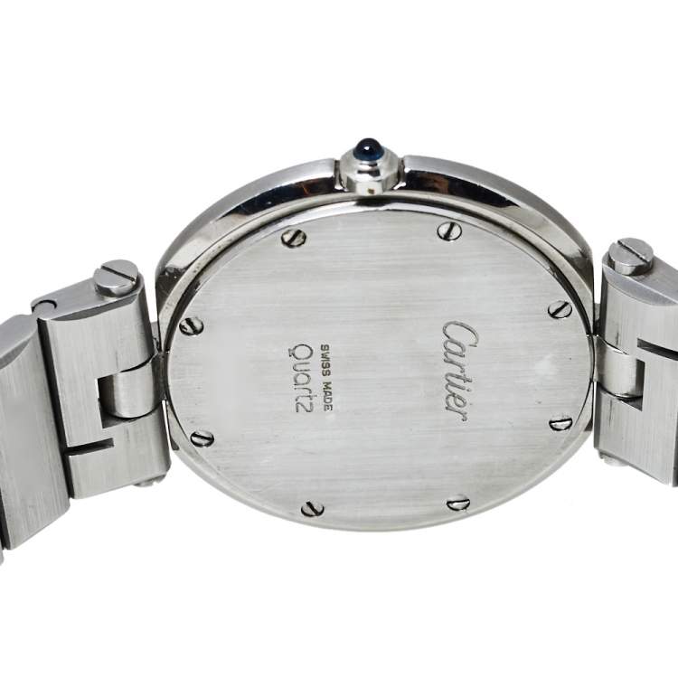 Pre Owned Cartier Grey Stainless Steel Santos Round Women's Wristwatch 32MM