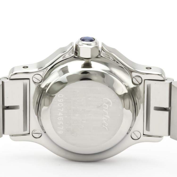 Pre Owned Cartier Silver 18K Yellow Gold And Stainless Steel Santos Octagon Automatic Women's Wristwatch 24 MM