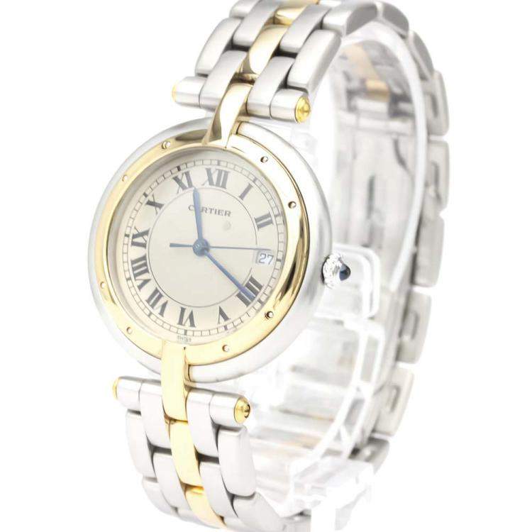 Pre Owned Cartier Silver 18K Yellow Gold And Stainless Steel Panthere Vendome Quartz Women's Wristwatch 30 MM