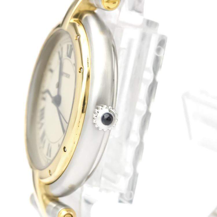 Pre Owned Cartier Silver 18K Yellow Gold And Stainless Steel Panthere Vendome Quartz Women's Wristwatch 30 MM