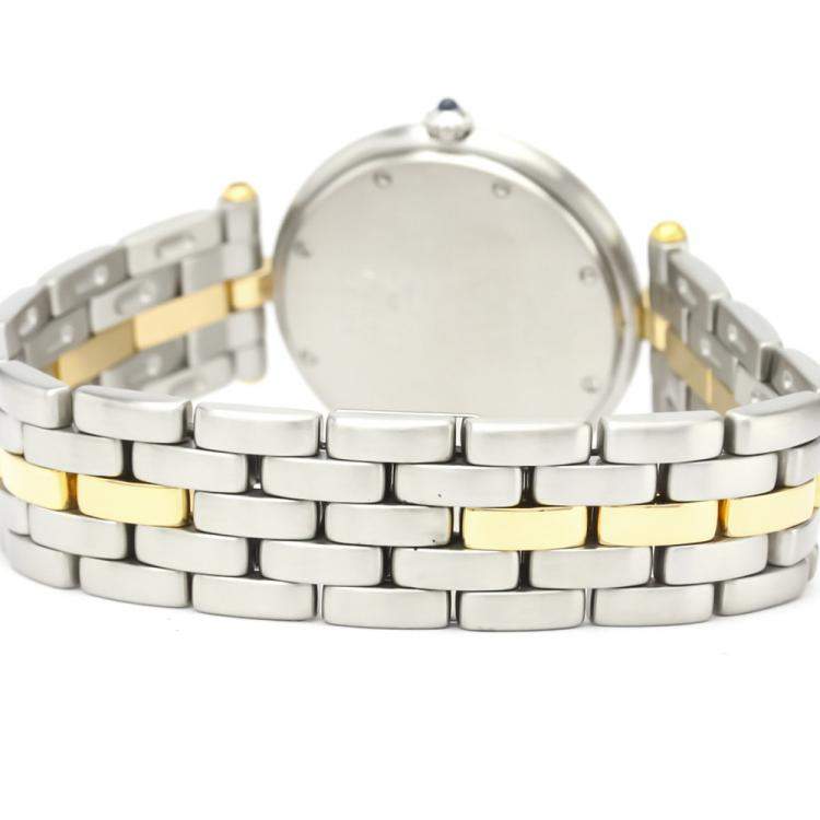 Pre Owned Cartier Silver 18K Yellow Gold And Stainless Steel Panthere Vendome Quartz Women's Wristwatch 30 MM