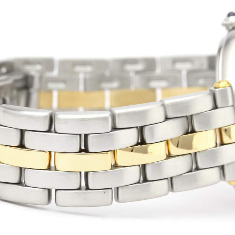 Pre Owned Cartier Silver 18K Yellow Gold And Stainless Steel Panthere Vendome Quartz Women's Wristwatch 30 MM