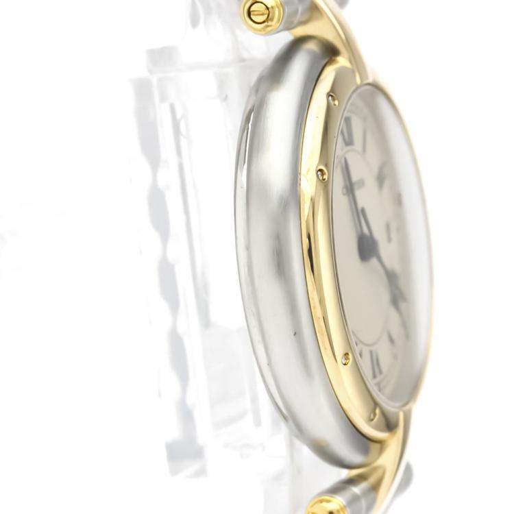 Pre Owned Cartier Silver 18K Yellow Gold And Stainless Steel Panthere Vendome Quartz Women's Wristwatch 30 MM
