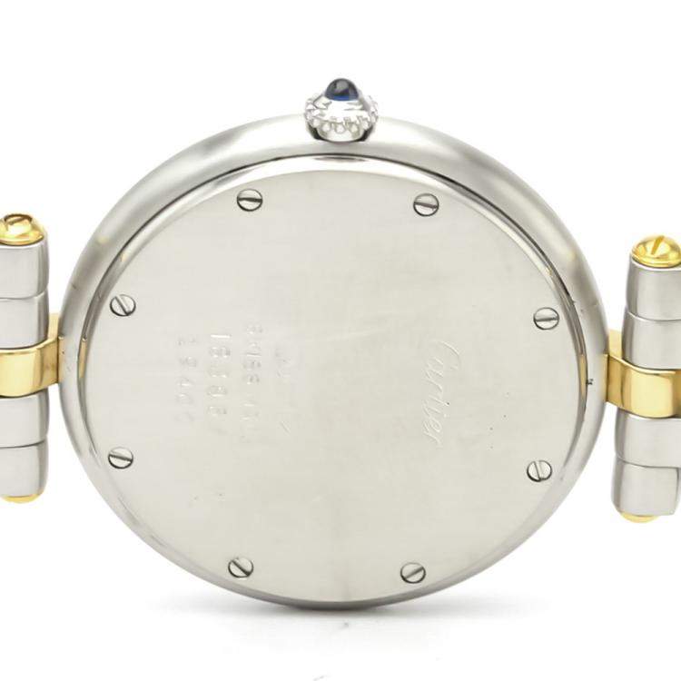 Pre Owned Cartier Silver 18K Yellow Gold And Stainless Steel Panthere Vendome Quartz Women's Wristwatch 30 MM