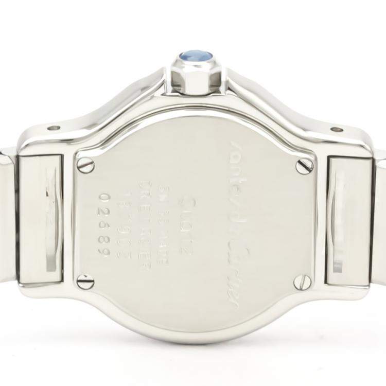 Pre Owned Cartier Silver 18K Yellow Gold And Stainless Steel Santos Octagon 187903 Quartz Women's Wristwatch 24 MM