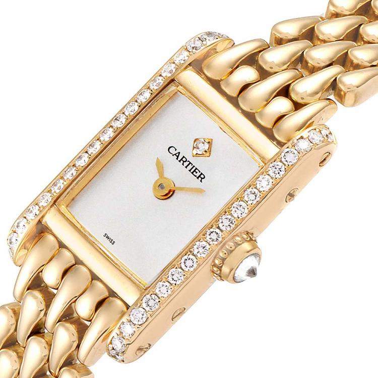 Cartier Cream Diamonds 18K Yellow Gold Tank Louis 1360 Women's Wristwatch  15 MM Cartier