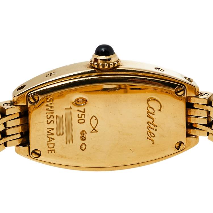 Pre Owned Cartier Silver 18K Yellow Gold Lanières 2563 Women's Wristwatch 16 mm