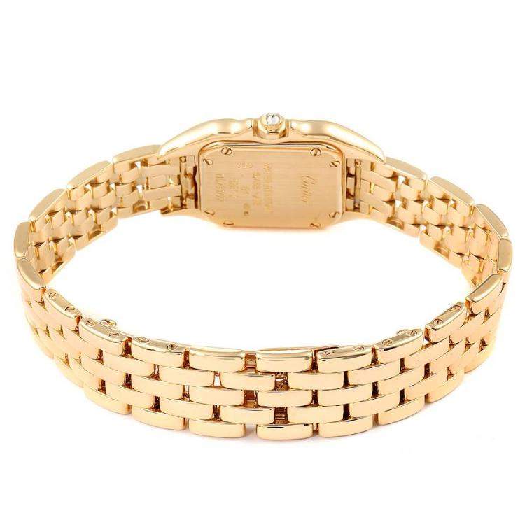 Pre Owned Cartier White Diamonds 18k Yellow Gold Panthere WF3070B9 Women's Wristwatch 22 MM