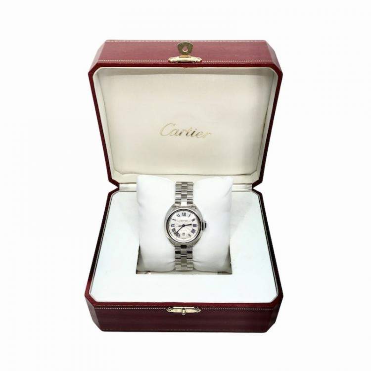 Pre Owned Cartier Silver Cle De Cartier Steel Automatic Ladies Wristwatch 31 MM