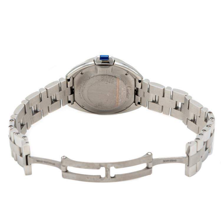 Pre Owned Cartier Silver Cle De Cartier Steel Automatic Ladies Wristwatch 31 MM