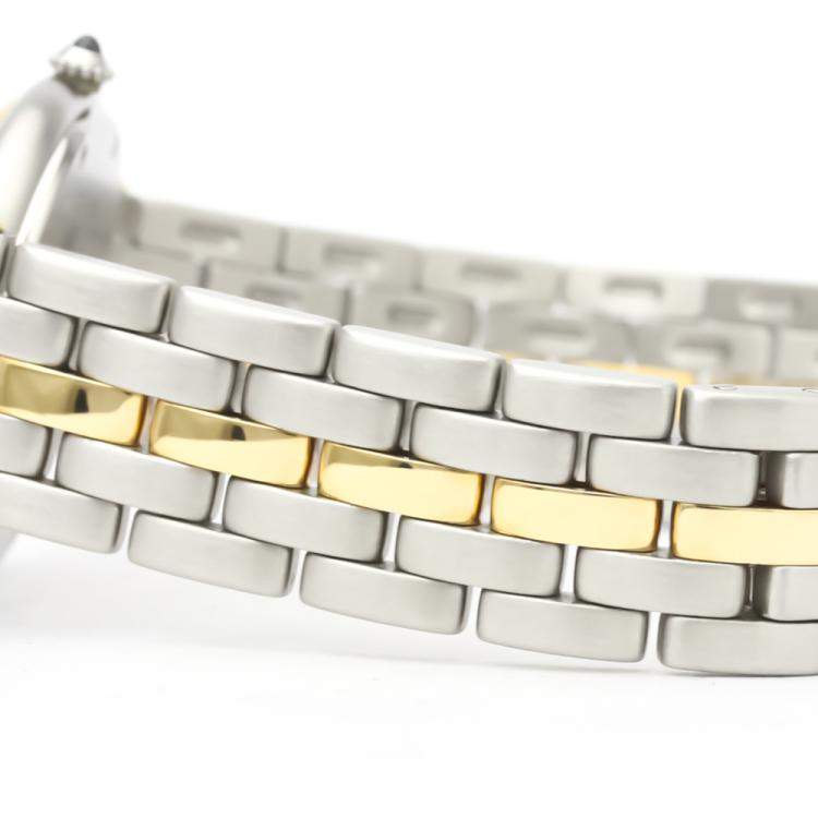 Pre Owned Cartier Silver 18K Yellow Gold And Stainless Steel Panthere Vendome Quartz Women's Wristwatch 29 MM