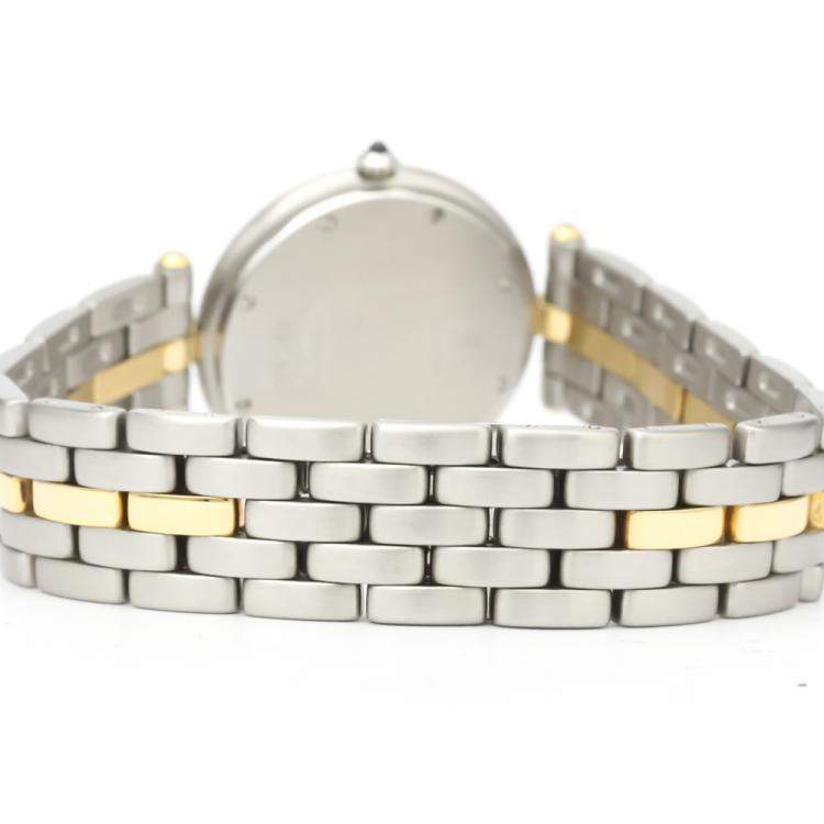 Pre Owned Cartier Silver 18K Yellow Gold And Stainless Steel Panthere Vendome Quartz Women's Wristwatch 29 MM