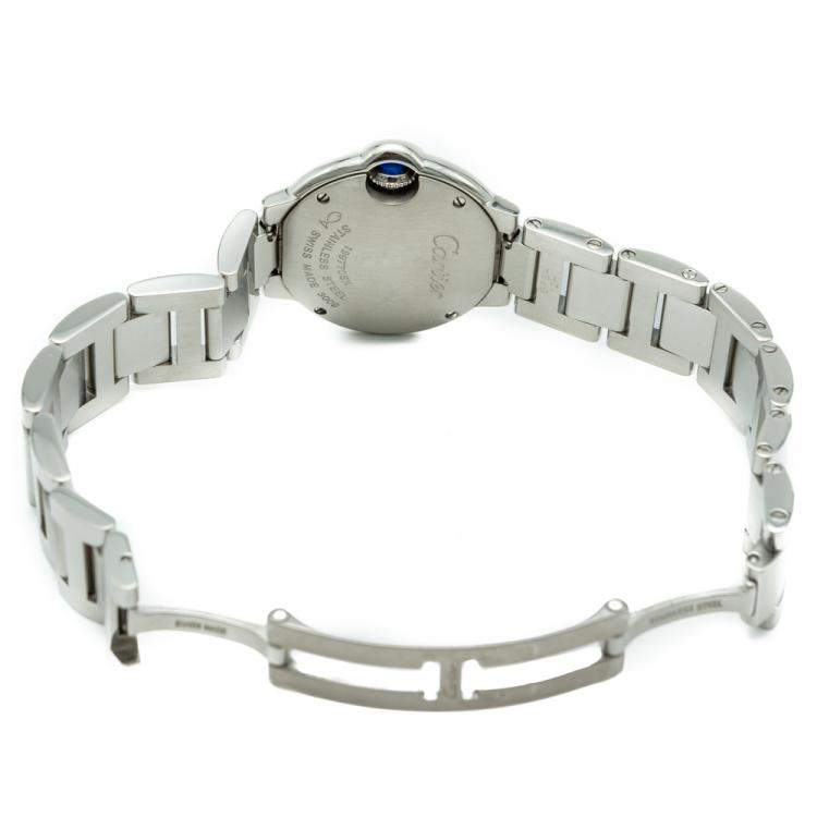 Pre Owned Cartier Ballon Bleu Silver Dial Stainless Steel Ladies Watch 28 MM