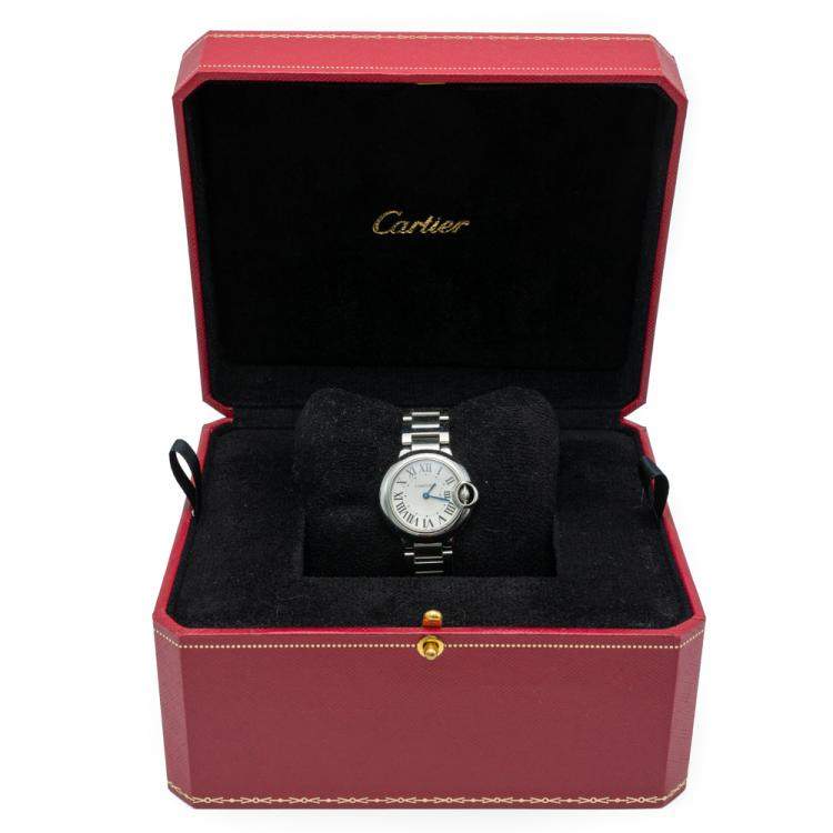 Pre Owned Cartier Ballon Bleu Silver Dial Stainless Steel Ladies Watch 28 MM
