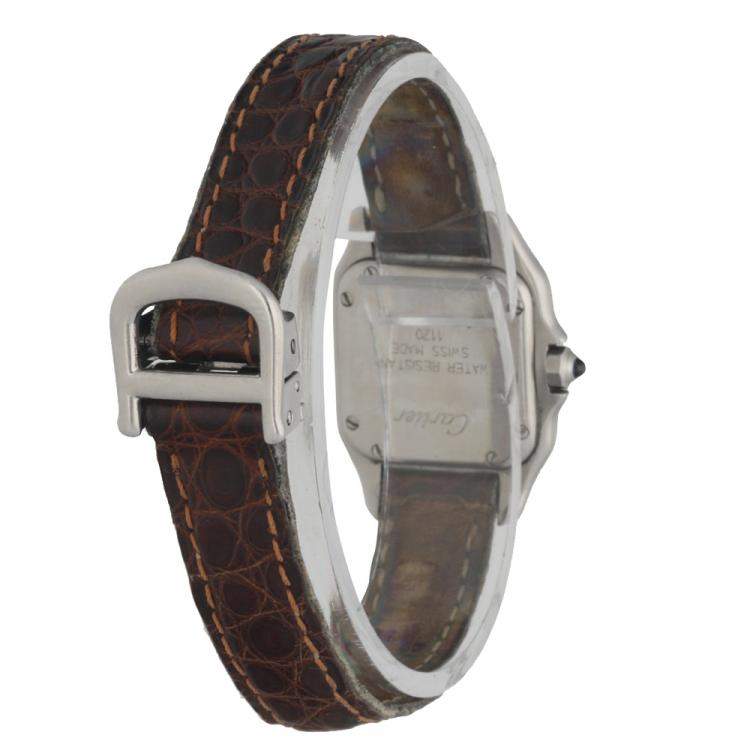 Pre Owned Cartier Silver 18K Yellow Gold And Stainless Steel Panthere 1120 Women's Wristwatch 23 MM