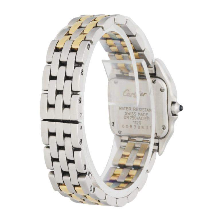 Pre Owned Cartier Silver 18K Yellow Gold And Stainless Steel Panthere 1120 Women's Wristwatch 22 MM
