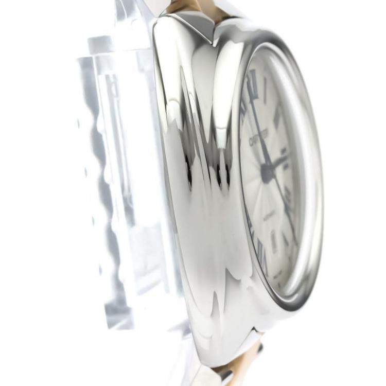 Pre Owned Cartier Silver 18K Rose Gold And Stainless Steel Cle De Cartier W2CL0004 Women's Wristwatch 31 MM