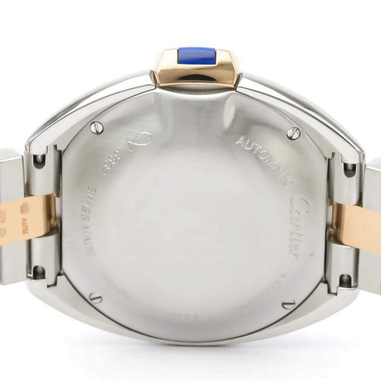 Pre Owned Cartier Silver 18K Rose Gold And Stainless Steel Cle De Cartier W2CL0004 Women's Wristwatch 31 MM