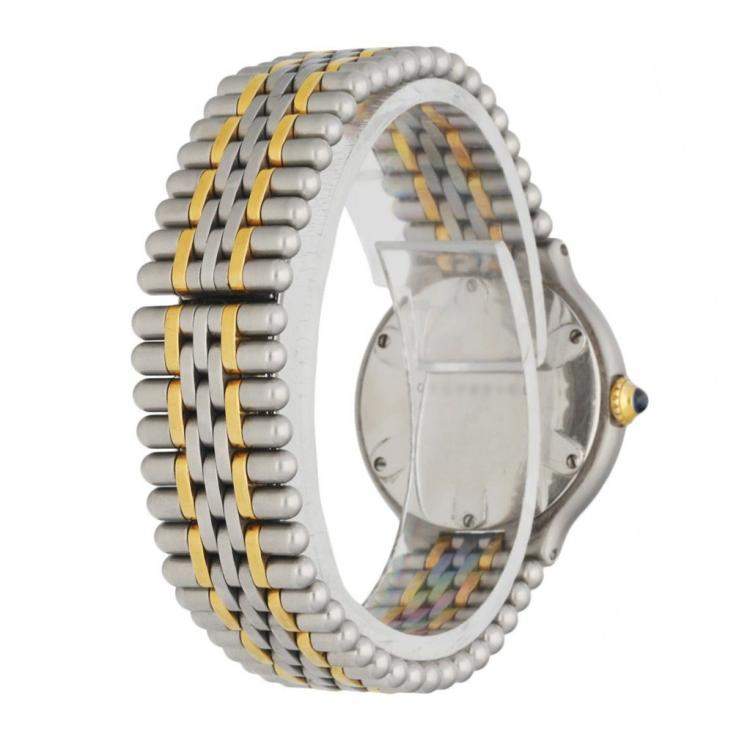 مملوكة مسبقًا Cartier White Gold Plated Stainless Steel Must 21 Women's Wristwatch 28 MM