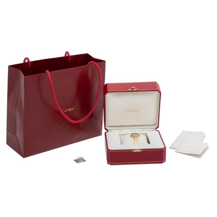 Pre Owned Cartier Cream 18K Yellow Gold Diamonds Panthere Vendome VPC00004 Women's Wristwatch 24 mm