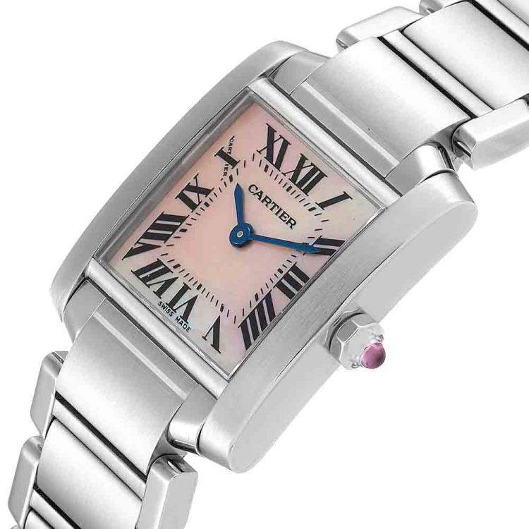 Cartier Tank Francaise Small 18K Rose Gold/Steel Pink Mop Dial Ladies Watch 2384