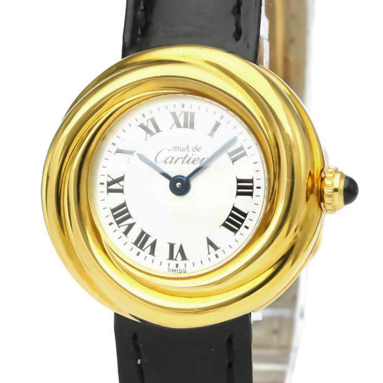 Pre Owned Cartier Silver Gold Plated Stainless Steel Must Trinity Vermeil W1010644 Quartz Women's Wristwatch 26 MM