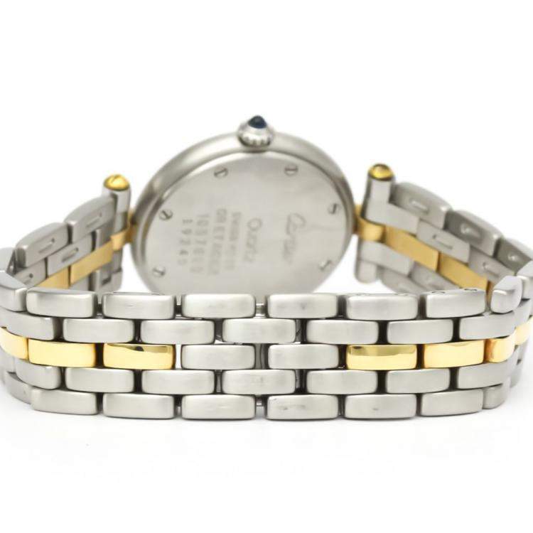 Pre Owned Cartier Silver 18K Yellow Gold And Stainless Steel Panthere Vendome Quartz Women's Wristwatch 24 MM