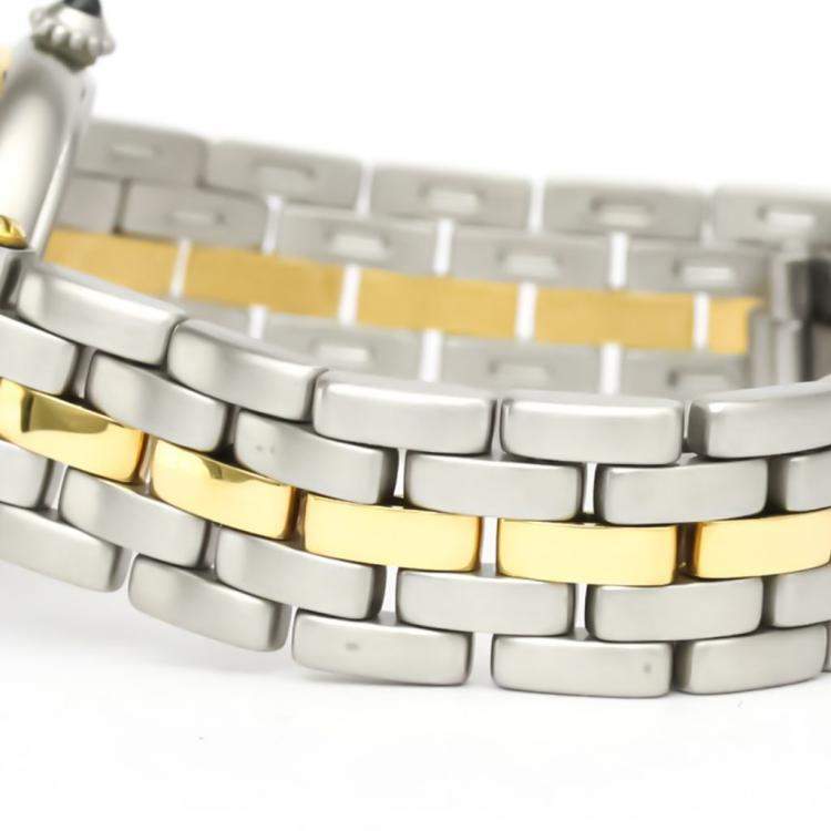 Pre Owned Cartier Silver 18K Yellow Gold And Stainless Steel Panthere Vendome Quartz Women's Wristwatch 24 MM