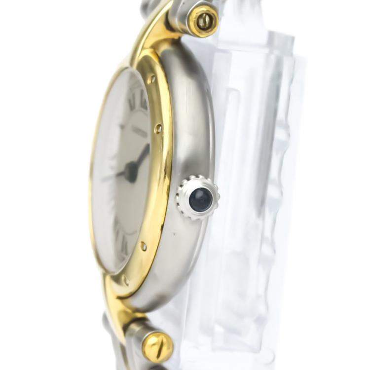 Pre Owned Cartier Silver 18K Yellow Gold And Stainless Steel Panthere Vendome Quartz Women's Wristwatch 24 MM