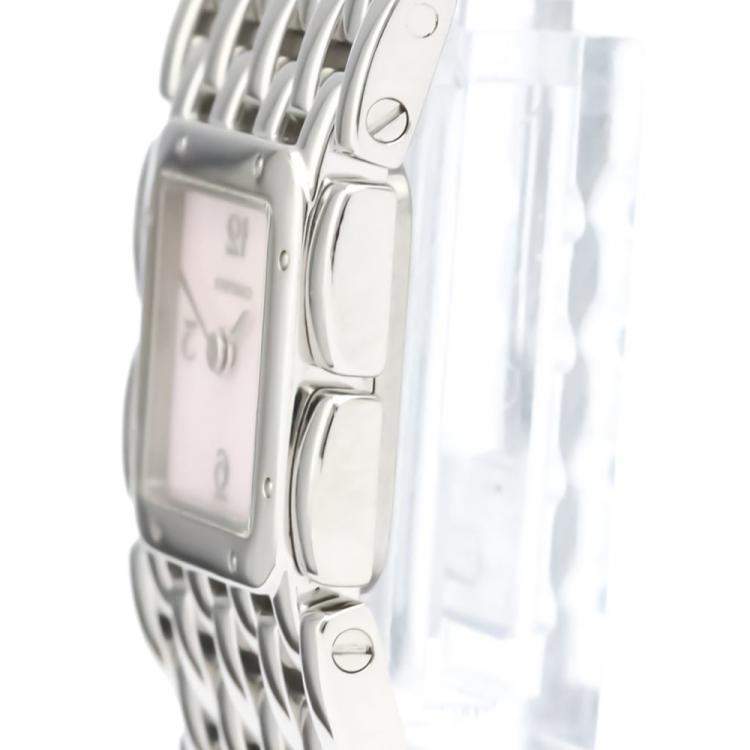 مملوكة مسبقًا Cartier Pink MOP Stainless Steel Ruban Quartz W61003T9 Women's Wristwatch 21 MM