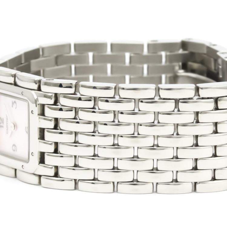 مملوكة مسبقًا Cartier Pink MOP Stainless Steel Ruban Quartz W61003T9 Women's Wristwatch 21 MM