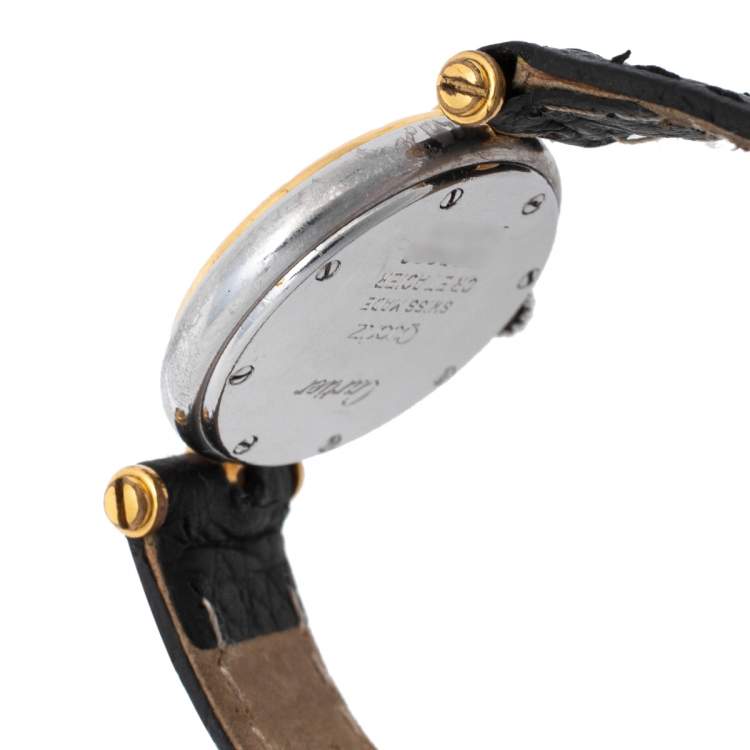 مملوكة مسبقًا Cartier Silver 18K Yellow Gold And Stainless Steel Panthere Vendome 1057920 Women's Wristwatch 23 mm