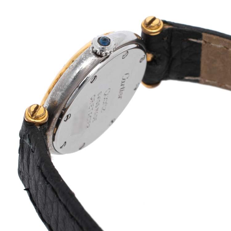 مملوكة مسبقًا Cartier Silver 18K Yellow Gold And Stainless Steel Panthere Vendome 1057920 Women's Wristwatch 23 mm