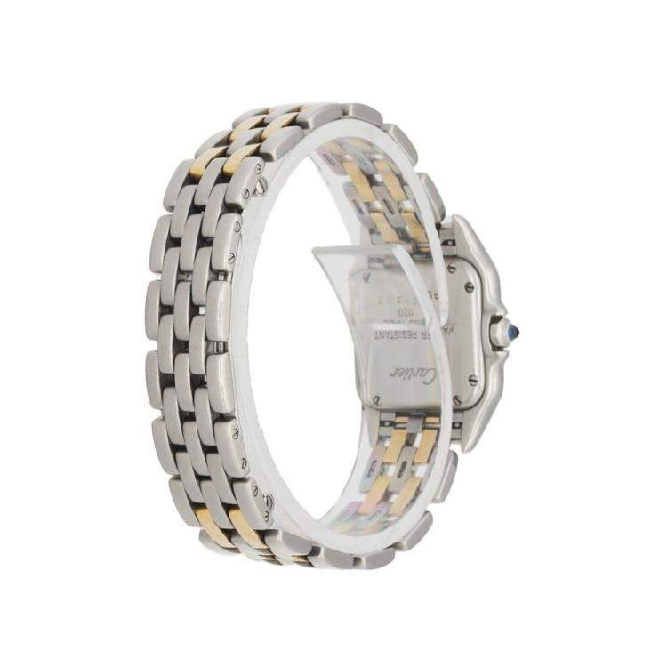 Pre Owned Cartier Silver 18k Yellow Gold And Stainless Steel Panthere 1120 Women's Wristwatch 22 MM