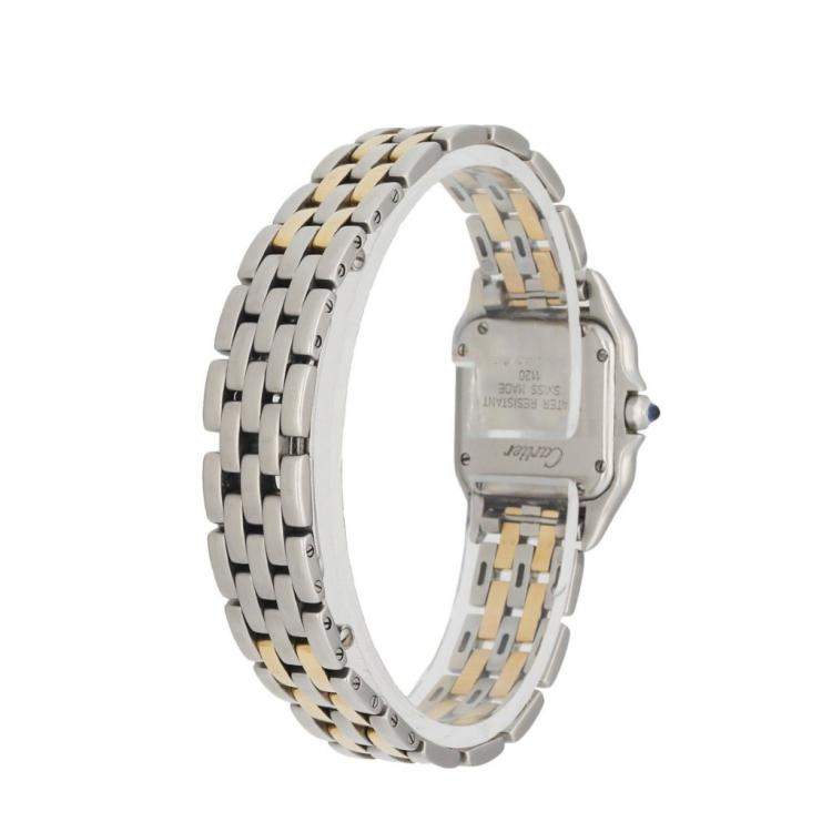 Pre Owned Cartier Silver 18K Yellow Gold And Stainelss Steel Panthere 1120 Women's Wristwatch 22 MM