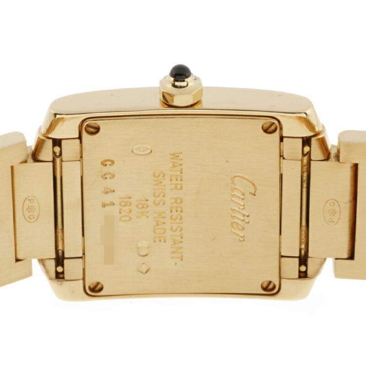 Pre Owned Cartier Silver 18k Yellow Gold Tank Francaise W50002N2 Quartz Women's Wristwatch 20 x 25 MM