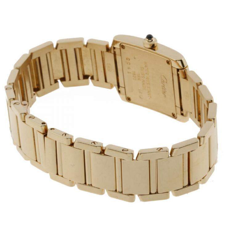 Pre Owned Cartier Silver 18k Yellow Gold Tank Francaise W50002N2 Quartz Women's Wristwatch 20 x 25 MM