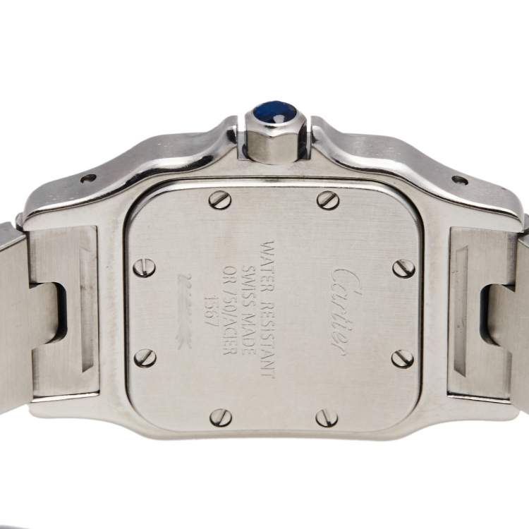 Pre Owned Cartier Cream 18K Yellow Gold Stainless Steel Santos Galbée 1567 Women's Wristwatch 24 mm