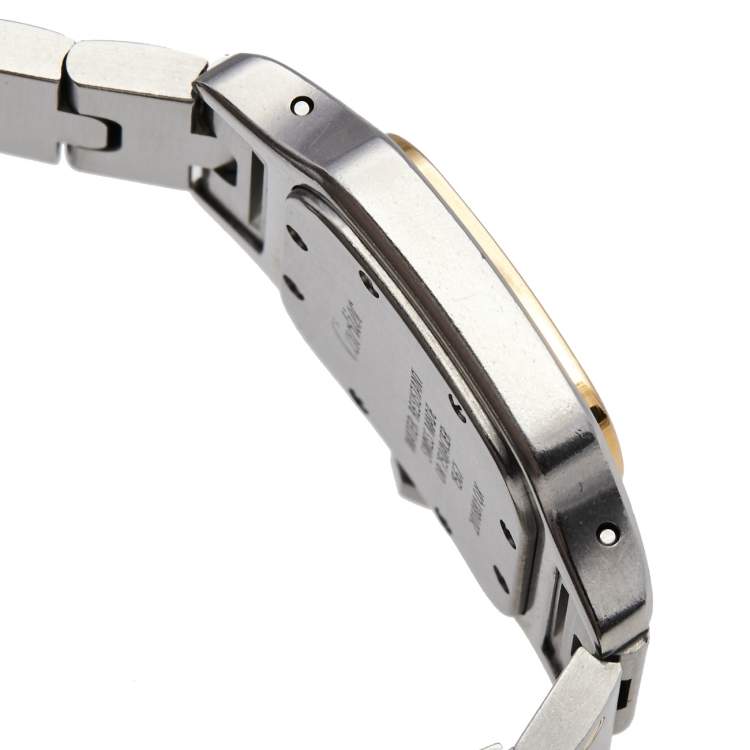 Pre Owned Cartier Cream 18K Yellow Gold Stainless Steel Santos Galbée 1567 Women's Wristwatch 24 mm