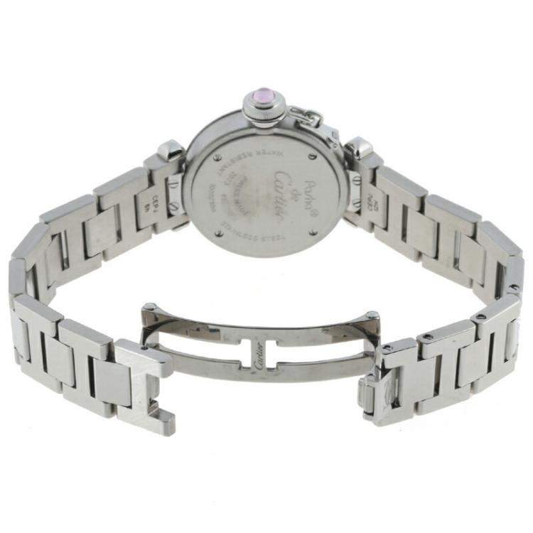 مملوكة مسبقًا Cartier Pink Stainless Steel Miss Pasha W3140008 Women's Wristwatch 27 MM